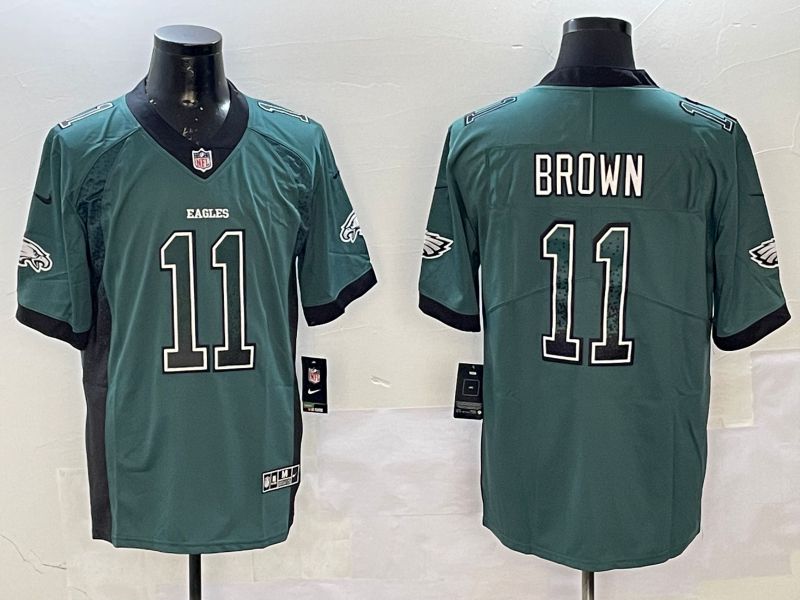 Men Philadelphia Eagles #11 Brown Green 2025 Nike Drift Fashion Color Rush Limited NFL Jersey style 1->philadelphia eagles->NFL Jersey